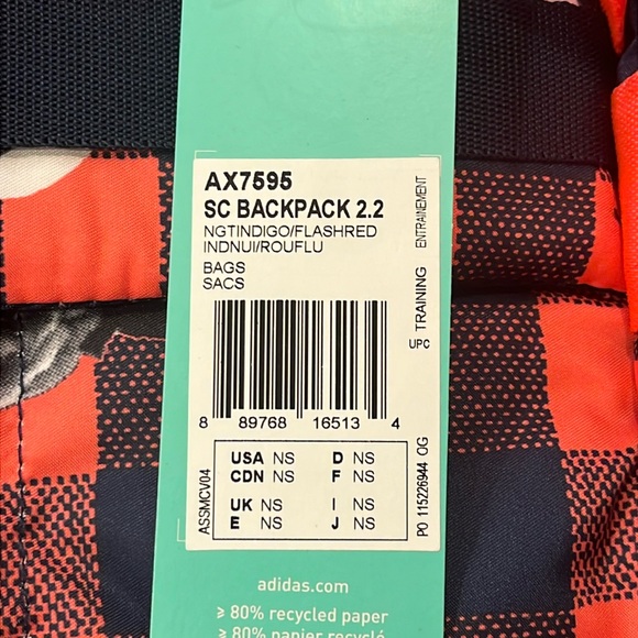 Adidas Stella McCartney Sport Backpack floral indigo book Bag laptop Slv Womens - Picture 12 of 16